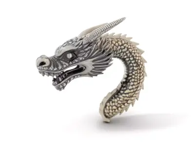 Silver Dragon Sculpture model pack Low-poly 3D model
