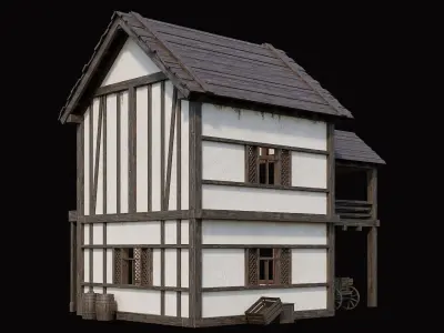 Medieval Village Pack 1 - 4 Assets - 4K Textures Game Ready Low-poly 3D model