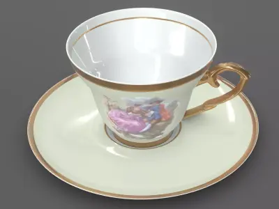 Coffee Cup Porcelain Retro 3D Model  3D model