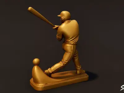 Golden Baseball Statue Low-poly 3D model