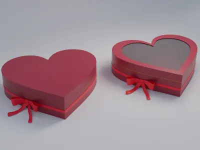 Gift Box Valentine Heart shape with Ribbon Low-poly 3D model