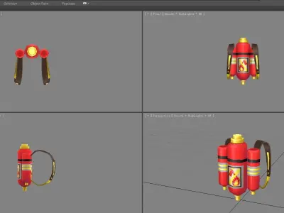 Cartoon Backpack - Fire Extinguisher Low-poly 3D model