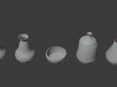 High-Quality 3D Vase Collection 3D Model Low-poly 3D model
