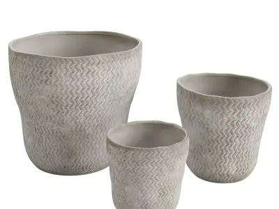Tan White Ceramic Vase 3D model
