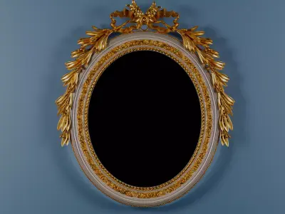 classic frame Baroque Oval Mirror Frame STL for CNC Carving 3D model