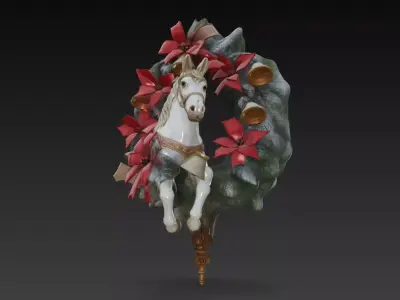 Christmas Creations - Decor horse and wreath 3D print model