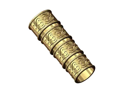 Wide floral scroll engraving cigar band US sizes 6to9 3D print model