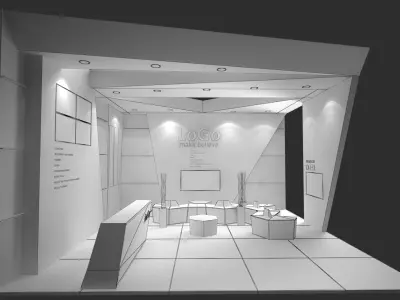 6 x 6 exhibition booth Low-poly 3D model