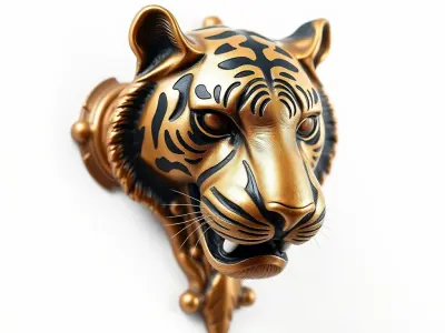Bronze Tiger Head Door Handle model pack Low-poly 3D model