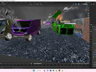 Demolition Racing wrecking racing with van Low-poly 3D model