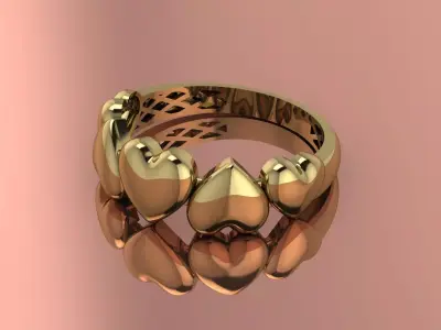 Jewelry Heart Ring Gold 3D print model
