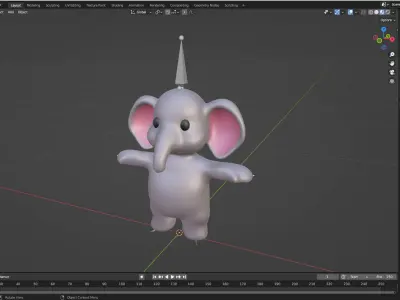 Little animal baby - Elephant cute - Animated Low-poly 3D model