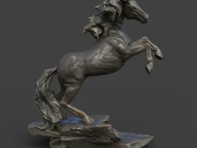 Low poly Horse Statue 220528 Low-poly 3D model