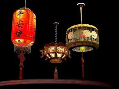 Chinese red lantern 3D model 94