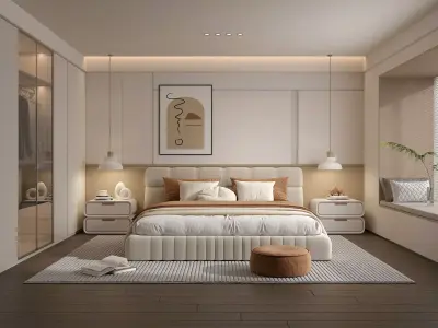 Modern Bedroom Scene 51 3D model