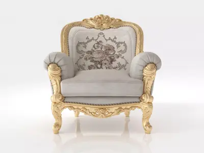Exquisite handcarved armchair by Modenese 3D model