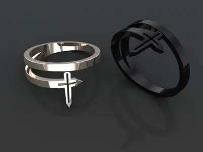 Solitaire Cross Ring 3D Model 3D print model