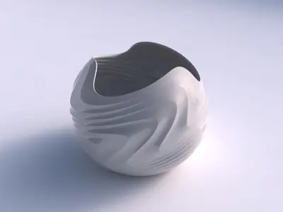 Bowl Spheric wavy with curved horizontal sections 3D print model