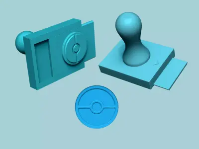 Stamp 96 Pokeball - Fondant Decoration Maker Toy 3D print model