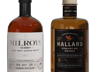 Aesthetic Bottles in Old Style for Shelves in a Bar 3D model