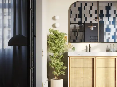 Blue Bathroom interior scene 3D model
