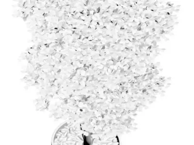 Tree in round steel pot 3D model