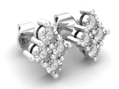 AV 670 illusion Diamond Stud Earrings 3D print model