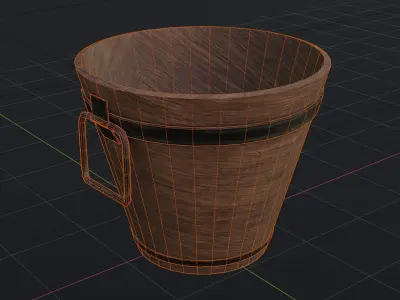 AQUARIUS Game Ready - Low Poly 3D Model wooden cup Low-poly 3D model