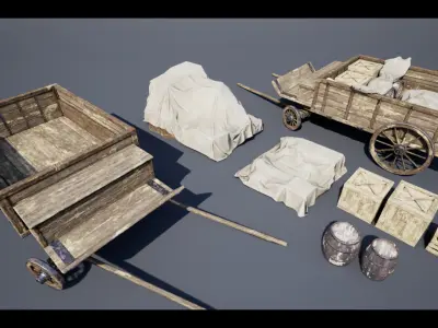 Trader Carriage Low-poly 3D model