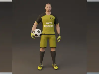 Football goal keeper  game ready character  Low-poly 3D model