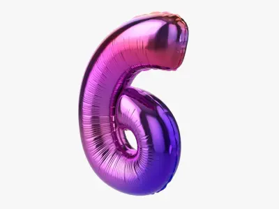 Foil balloon number six 6 3D model