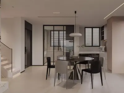 Modern living room dining room interior scenes 169 3D model