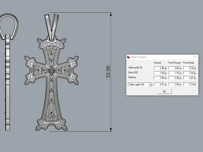 Jewelry Cross gold Pendant 3D print model