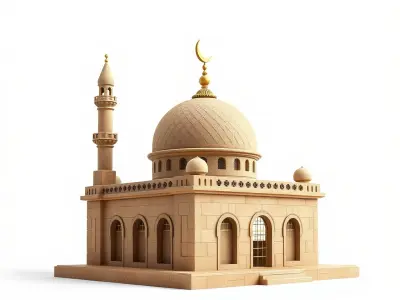 Detailed Mosque Architectural Model Pack Low-poly 3D model