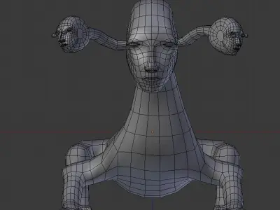 Three Headed Alien BASE MESH Free low-poly 3D model