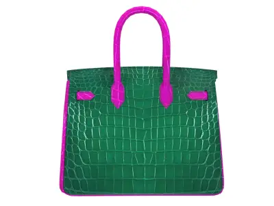 Hermes Birkin Blue Pink Croc 3D Model Low-poly 3D model