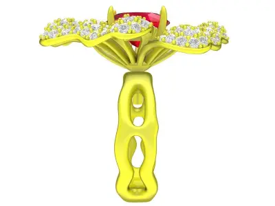 A7820 Luxury Diamond Flower Women Ring  3D print model
