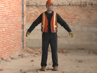 Construction Worker  Rigged 3D model