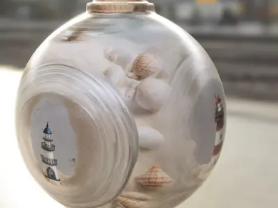 Nautical Lighthouse in Round Glass Jar  Low-poly 3D model