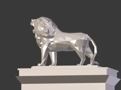 Cartoon Lion Statue - Low Poly Low-poly 3D model buy