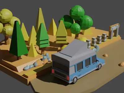 Sandy Envinronment Low-poly 3D model