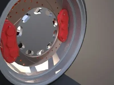 Car wheel with tire and brakes 3D model