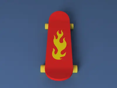 Skateboard with flames 3D model