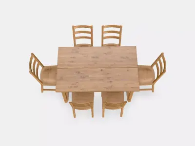 NORDVIKEN - NORDVIKEN table and 6 chairs Low-poly 3D model