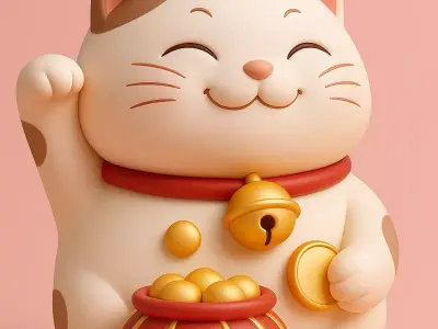 Maneki Neko Lucky Cat Tabletop 3D print model