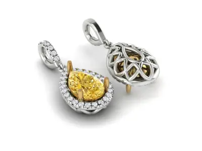 pear shaped diamond pendant 3D print model