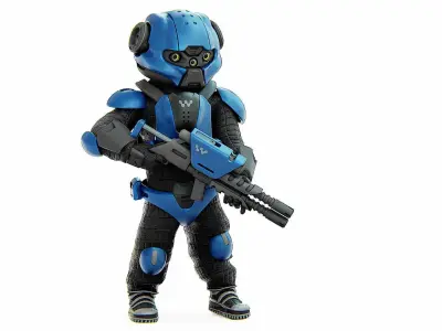 SOLDIER MECHA V-2 Rigged for Unreal Engine - Unity - MIXAMO  3D model