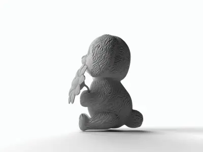 Bunny with flower Low-poly 3D model