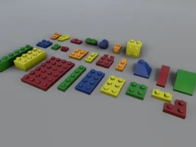 Construction Bricks Blocks Low-poly 3D model