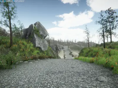 Lake Road Low-poly 3D model